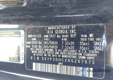 2022 Kia Telluride Ex from USA, damaged, VIN 5XYP3DHCXNG267675